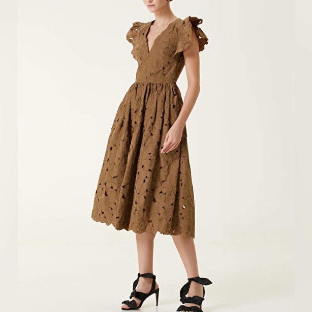 NWT Red Valentino Butterfly Embroidered Midi Dress Size 40 US 4